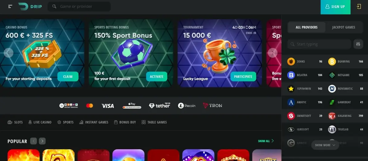 Drip casino screenshot